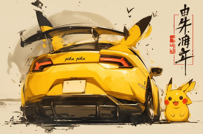 Pikachu Lambo Japanese Style Canvas Print